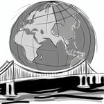 Globus mit einer Brücke zwischen Europa und China